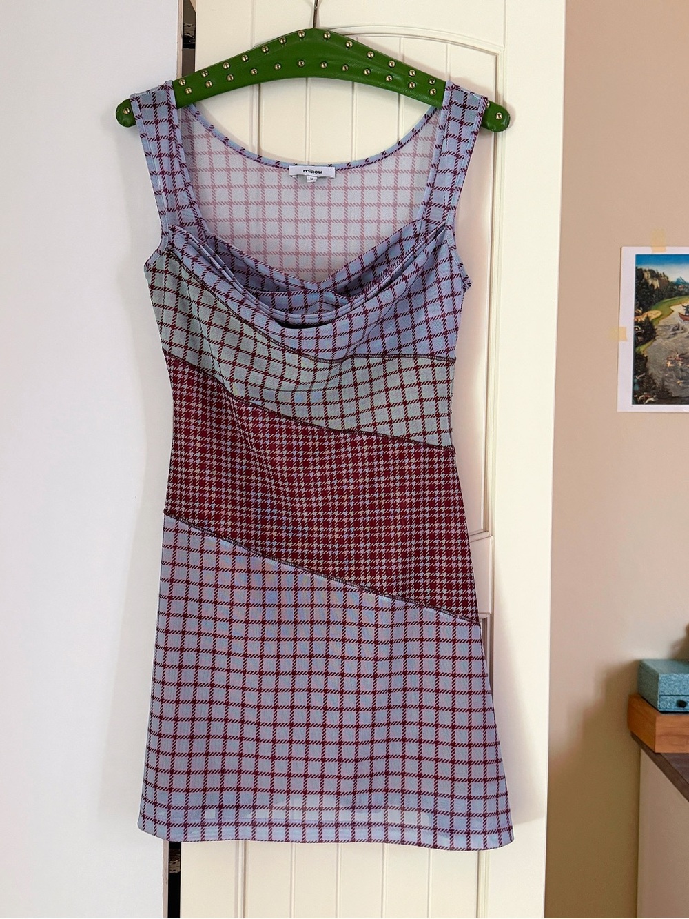 Miaou Lavender and Burgundy Mixed Plaid Mini Dress